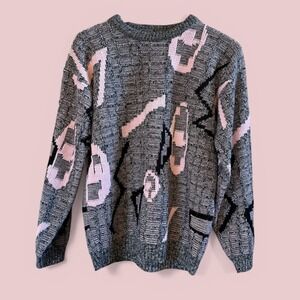 Vintage 80's/90's Lavane NY Men's Small Geometric Coogi Style Crewneck Sweater